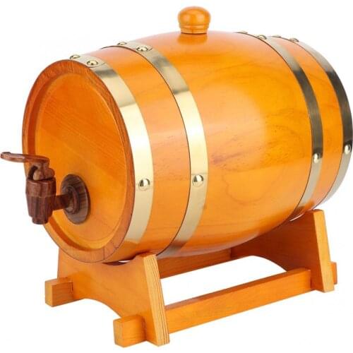 3L Home Brewing Equipment Vintage Pine Wood Wine Barrel Wooden Wine Keg Brewing Accessories