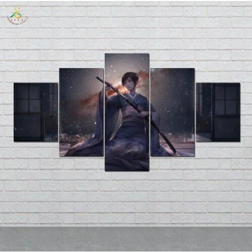 Cute Japanese Girl Wall Art Canvas Painting Posters and Prints Art Print Decorative Poster Picture Decoration Home 5 Pieces