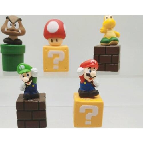 5Pcs/set Super Mario Action Figures PVC Mario Bros Mushroom Yoshi Dolls Model Toys Collection Kids Gift