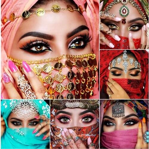 5D DIY Full Square/Round Resin Diamond Painting Muslim Masked Beauty Cross Stitch Kits Embroidery Portrait Picture Handmade Gift