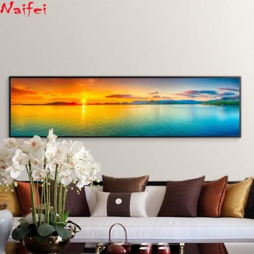 Modern Landscape diamond embroidery Sunrise Sea full rhinestone diamond mosaic diamond painting cross stitch kit home decoration