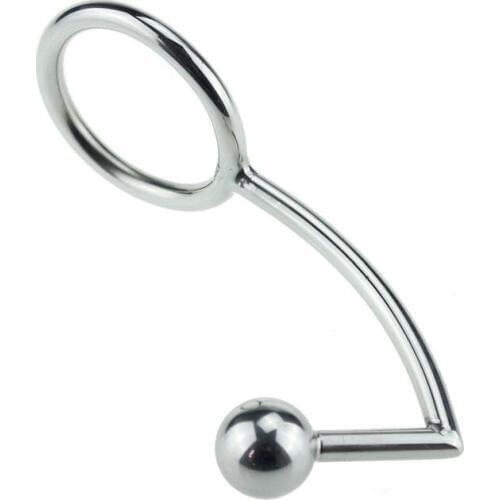 Stainless steel anal hook with penis ring metal butt plug anal plug penis lock anal dialtor sex toys for couples adult games