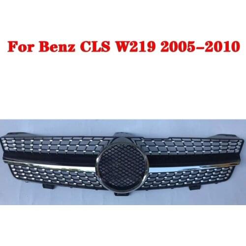 Car Middle grille for Mercedes-Benz CLS W219 2005-2010 Diamond Silver Black plastic front bumper Center Grille come with emblem