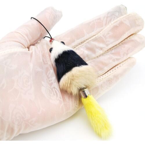 Lovely Fluffy Mouselet Keychain Women Cute Squirrel Key chain Genuine Mink Fur Pompom Key Ring Toy Bag Charm Car Key Holder Gift