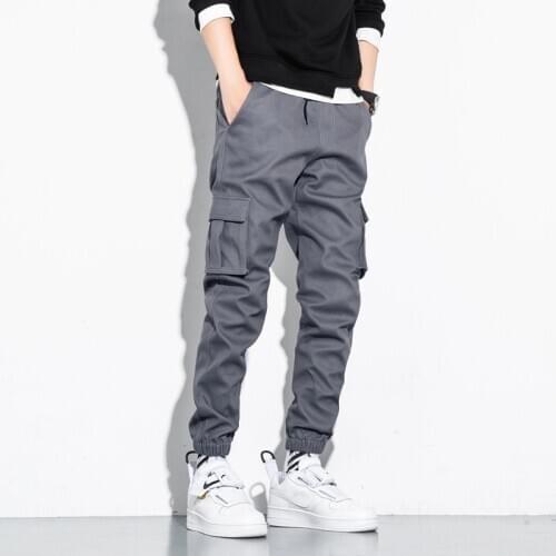 Men Ribbons Color Block Black Pocket Cargo Pants Harem Joggers Harajuku Sweatpant Hip Hop Trousers Thicken
