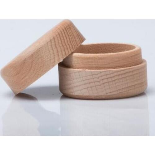 Beech Wood Small Round Storage Box Retro Vintage Ring Box for Wedding Natural Wooden Jewelry Case LX2017