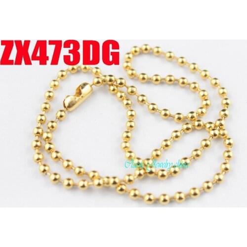 Golden color with waist buckle 16"-38" length 3mm ball chain bead chains stainless steel necklace fashion jewelry 20pcs ZX473DG