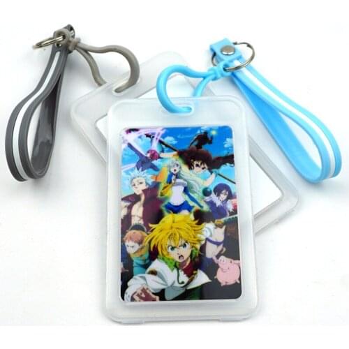 Anime The Seven Deadly Sins Card Cover Key Chain Bank Credit Card Holder Card Bag Plastic Student ID Bus Card Sleeve Protect