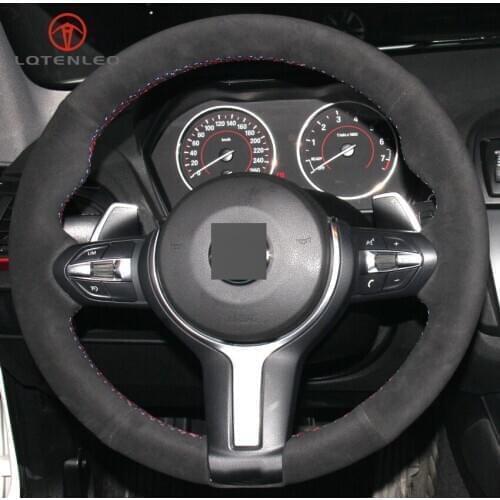 LQTENLEO Black Suede Car Steering Wheel Cover for BMW (M Sport) 1 Series F20 F21 M135i M140i M235i M240i X1 F48 X2 F39 X3 F25