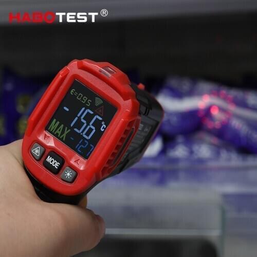 Digital Industry Infrared Thermometer Laser Temperature Meter Non-contact Pyrometer IR termometro Color LCD Light Alarm