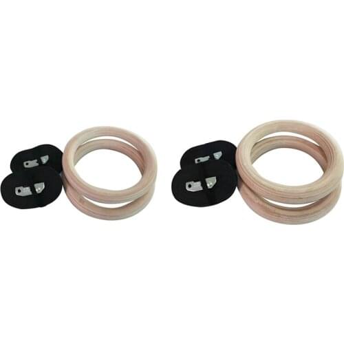 Wood Gymnastic Rings Gym Rings with Adjustable Long Buckles Straps Workout for Home Gym & Fitness