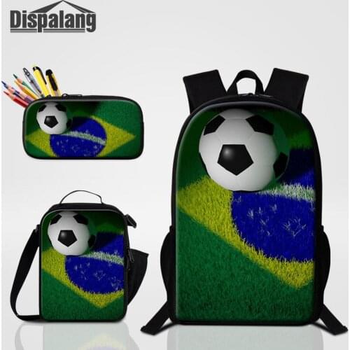 National Flag Soccers Pattern Children School Bags Primary School Backpack for Boys Kids Backpacks 3pcs/set 16 inch Schoolbags