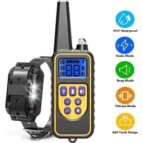 800yard Electric Dog Training Collar Waterproof Rechargeable Remote Control Pet with LCD Display for All Size Bark-stop Collars