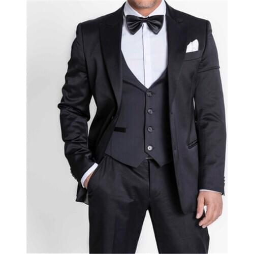 Custom Wedding Slim Fit Mens Suits Dresses 2019 Mens Suits Groom Mens Suits Terno Masculino 3 Pieces(Jacket+Pant+Vest)