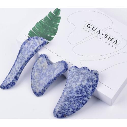 Face Gua Sha Tools Natural Sodalite Guasha Scraping 3 Pieces With Gift Box Specail For Facial massage Beauty Massage Tool