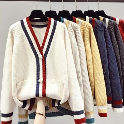 Spring Autumn Korean Fashion Women Clothes Sweater Cardigan V Neck Single-Breasted Ladies Knitted Coat 2021 New Sueters De Mujer