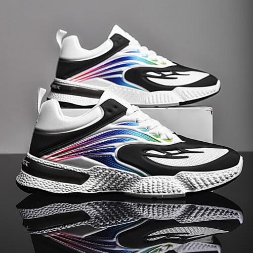 Men Daddy Shoes Casual Breathable Thick-Soled Mesh Running Shoes Black Sneakers Wearable Deportivas Hombre