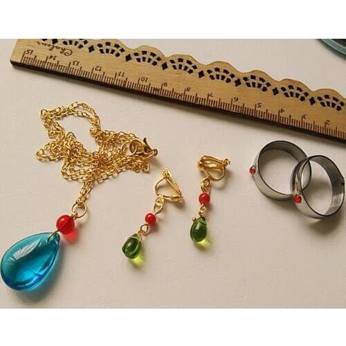 Biamoxer Anime Howls Moving Castle Howl Cosplay Costumes Necklace Earring Ring Handmade
