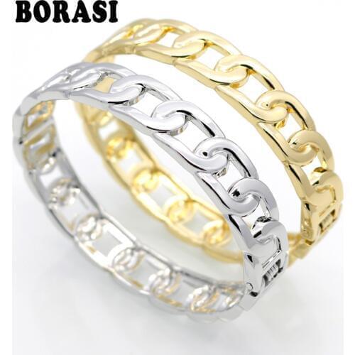 Fashion Gorgeous Cut Rope Shape Gold Color With White Gold Color Luxury Brand Bracelets Bangles High Quality Womens Jewelry