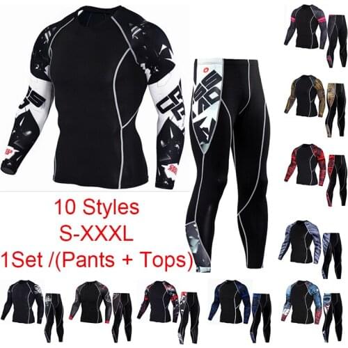 Motorcycle Sportwear Rashgard Sport Shirt Men Compression Pants Punisher Gym Running Shirt Men Fitness Leggings Tight Suit