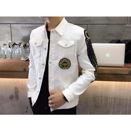 Male Handsome Cowboy Clothing Hip Hop Jeans Coat Men Spring Autumn New Style Turn-down Collar Denim Jacket