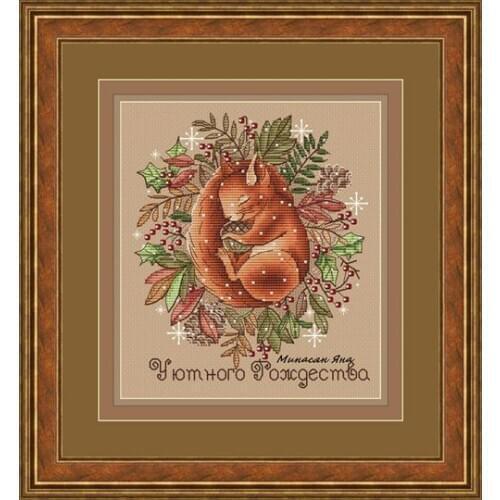 ZZ mm Rabbit and fox with love cross stitch kit canvas stitching embroidery Bonnie Rabbit - Little Fox in Sleep