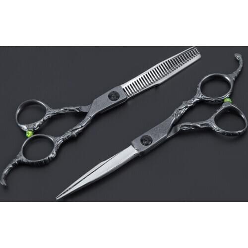 Customize professional 6 inch gray Scorpion hair scissors bag thinning barber cutting scissor shears hairdressing scissors set