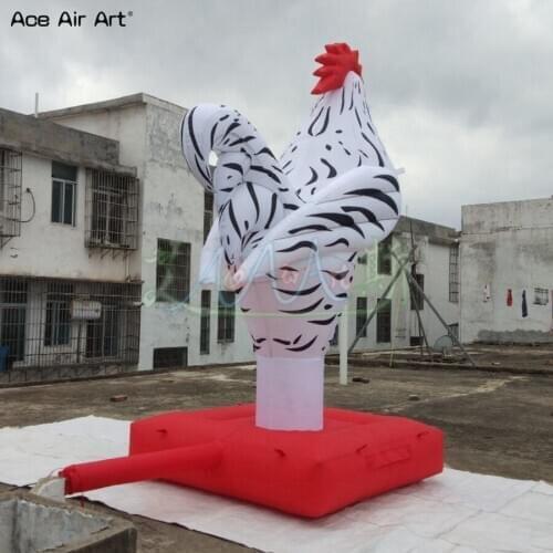 Customized unique France rooster balloon inflatable cock with base free standing for advertising with manufacture price