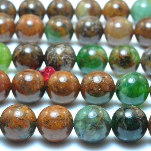 Natural Australian Brwon Green Opal Smooth Round Loose Beads Wholesale Gemstone Semi Precious Stone Bracelet Diy Jewelry Making