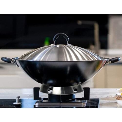 NHBR 2PCS Stainless Steel Wok Ring Metallic Round Bottom Wok Rack Universal Size for Gas Stove Fry Pans