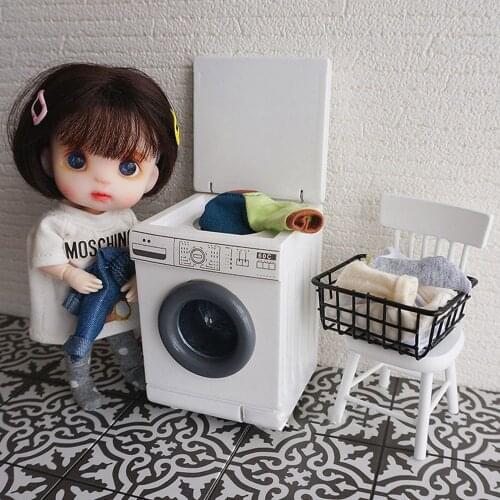 NEW 1:12 Miniature Washing Machine Mini Dollhouse Furniture for Blyth Barbies OB11 BJD Doll House Play Toys Accessories