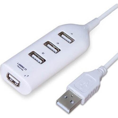 New Portable 4 Ports USB 2.0 HUB Plug Expander Adapter With Cable Charging Concentrator Computer Laptop Accessory