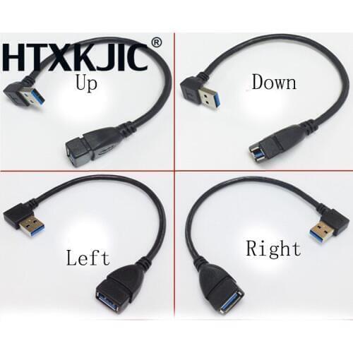 USB 3.0 Male to A Female M/F Adapter Connector Converter Blue 90 Degree Vertical Left Right Up Down Angled