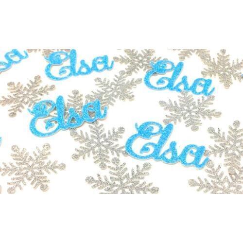 Personalize Any Name and Number snowflake Birthday Party confettis baby shower table scatters Christening baptism confettis