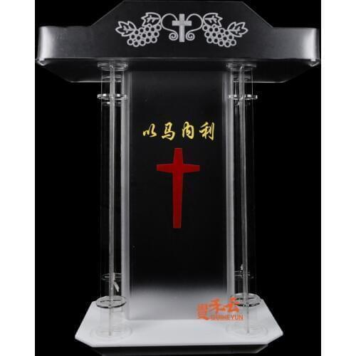 FixtureDisplays Podium, Acrylic Base w/Clear Ghost Acrylic, Lectern, Pulpit, 3 tier Construction