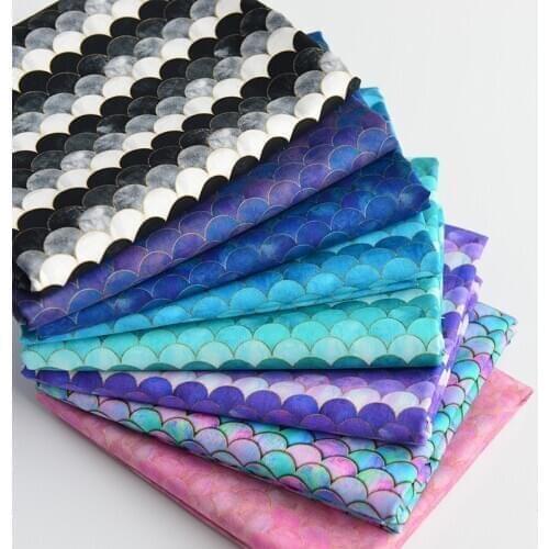 Half Meter 100% Cotton Fabric With China Fish Scale Print Handmade DIY Bag Garment Sewing Tissue T1470