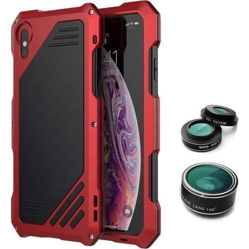 With Fisheye Lens Universal Shockproof Waterproof Metal Armor Phone Case For iPhone XR Xs Max