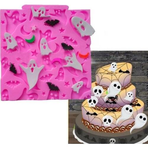 Bat Silicone Mold Halloween Cake Border Cupcake Fondant Candy Tools Cake Clay Decorating Gumpaste Moulds Chocolate L5C8