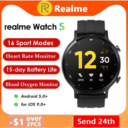 Realme Watch S Global Version Smartwatch Waterproof 15 Day Battery Blood Oxygen Monitor Watch Music Control For ios Android