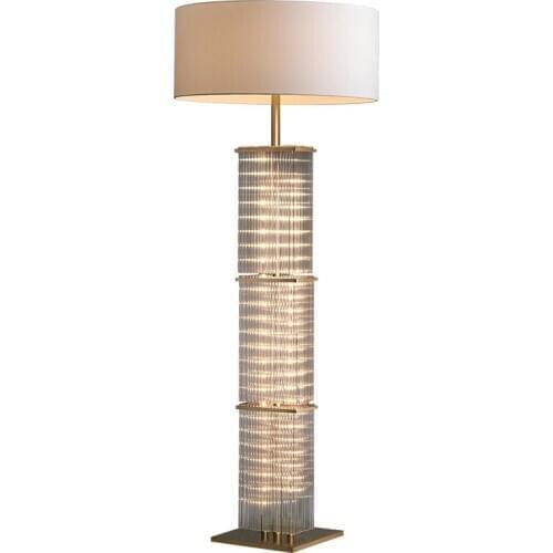 Postmodern copper floor lamp fashion personality study room living room bedroom glass rod copper floor lamp