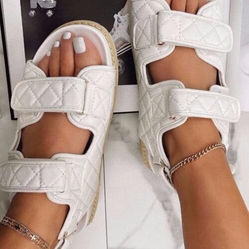 Pu Leather Ladies Sandals Flat Shoes Ladies White Sneakers Sandals Summer Women Sandals heels women