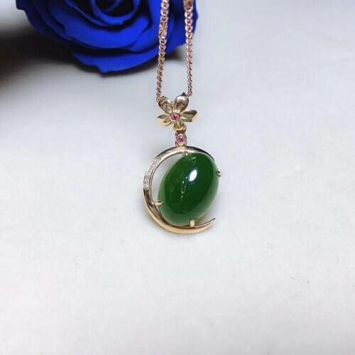 18k gold and Tianbi jade pendanth50