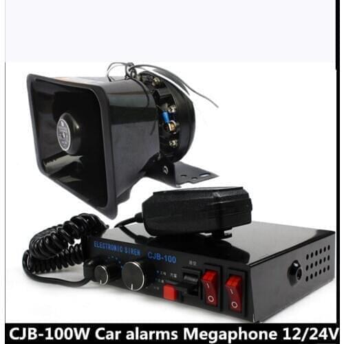 100W High-decibel Car Warning Alarm Police Fire Siren Horn PA Speaker MIC System