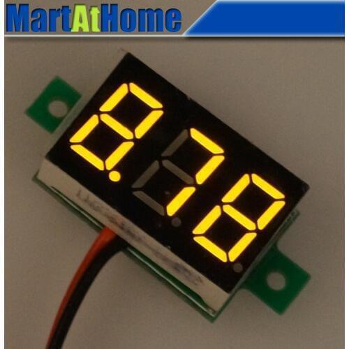 Free Shiping 2pcs Digital Voltmeter Volt Panel Meter DC 2.5~30V 2-wires Reversal Protection Yellow #BV181 @CF