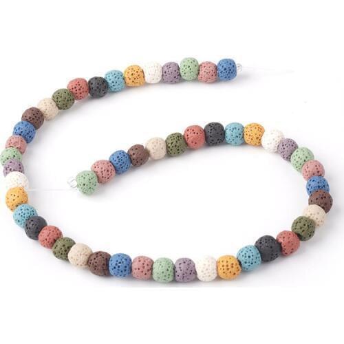 6-16mm Natural Round Mixed Color Lava Rock Stone Beads For Jewelry Making Beads Bracelets 15'' Needlework DIY Beads Trinket