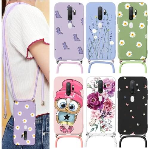 Case On For OPPO A9 A5 Cover 2020 Chain Necklace Strap Cord Lanyard Fundas For OPPOA9 OPPOA5 OPPOA 5 9 Silicone Back Cover Etui