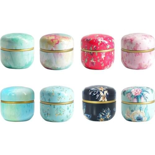 Flower Mini Tin Loose Tea Coffee Candy Storage Box Round Metal Case Wedding Favor Organizer Container Japanese Style L4MB