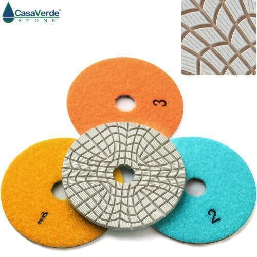 DC-TW3PP02 4 inch wet use of high quality 3-step diamond polishing pads 100mm for stone and concrete