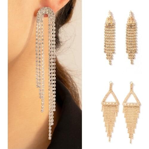 Docona Korean Style Crystal Drop Earrings for Women Retro Charming Geometric Tassel Alloy Earrings Jewelry серьги 2020 тренд