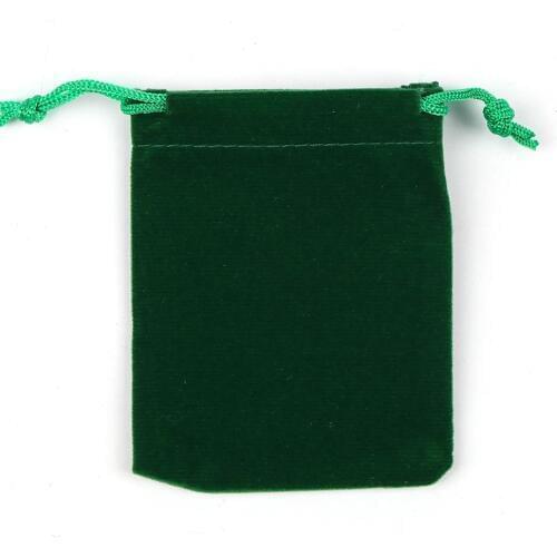 DoreenBeads Fashion Velvet Cloth Drawstring Bags Rectangle Green Charms (Usable Space: Approx 7.7x7.2cm) 9cm x 7.2cm, 2 PCs